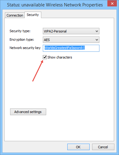 Forgot WiFi Password - Select Show Characters