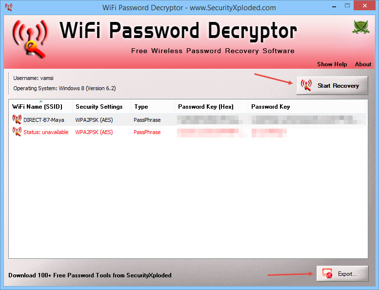 Recover WiFi Password - Click Start Recovery