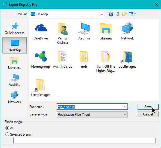 backup windows registry save reg file