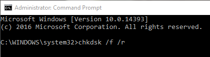 fix SYSTEM_SERVICE_EXCEPTION error Windows 10 run chkdsk command