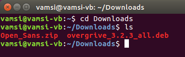 ubuntu overgrive navigate to downloads folder
