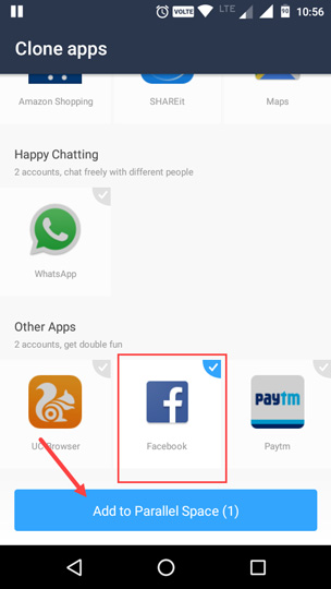 multiple facebook accounts on android select facebook app