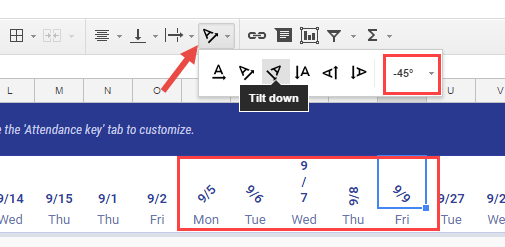 Rotate Text in Google Sheets - Text Rotation Options in Menu Bar