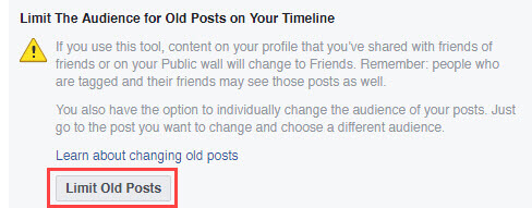 Click limit old posts button