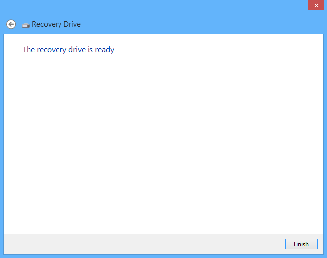 Windows recovery drive - successfully created system recovery drive