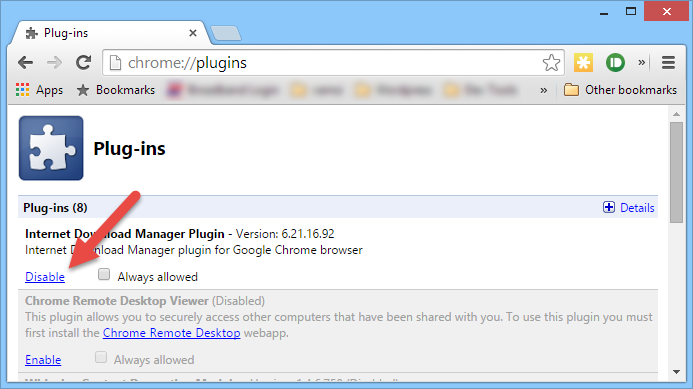 Chrome plugins не открывается