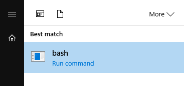 bash on Windows 10 run bash command
