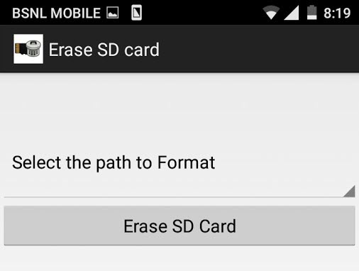 format sd card in android erase sd card app
