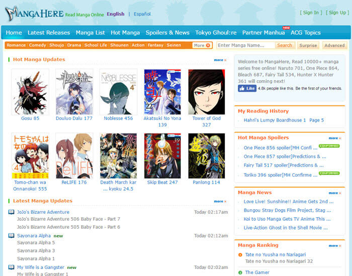 Best manga website - MangaHere