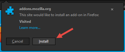 Change visited link color in Firefox - Confirm installation