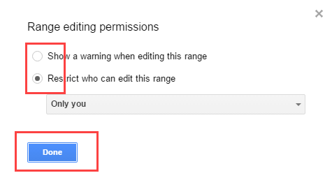 Google Spreadsheets Tips - Protect Range: Edit Permissions