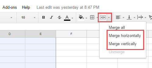 Google Spreadsheets Tips - Merge Cells