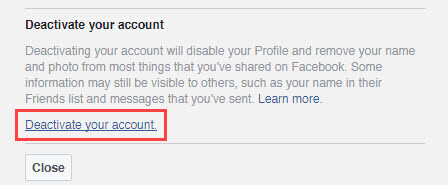 Click deactivate your account