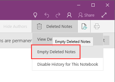 OneNote Recycle Bin - Empty OneNote Recycle Bin