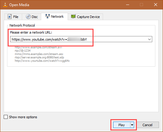 Download YouTube videos VLC- click on play button