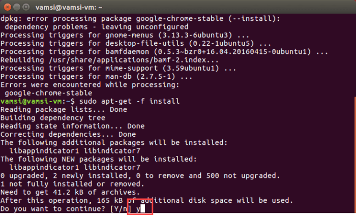 Google Chrome in Ubuntu - accept changes