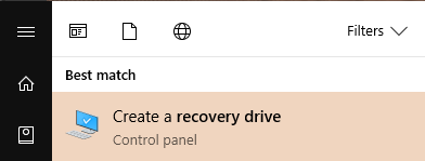 Windows 10 recovery drive
