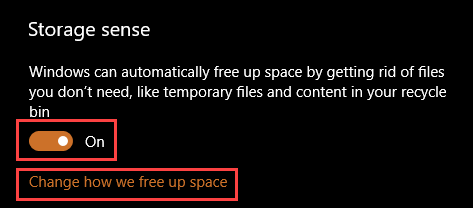 enable storage space Windows 10